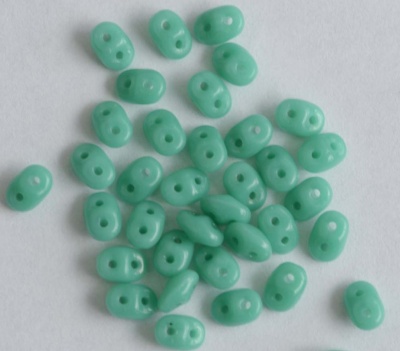 Superduo Green Turquoise Opaque Green Miniduo 63130 Czech Beads  x 10g